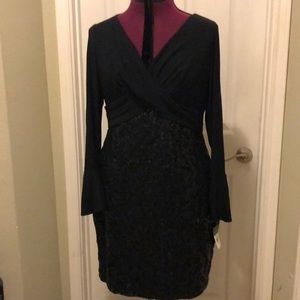 “Lauren”Cross chest black sequin dress